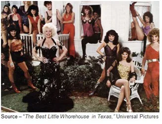 “If you grew up anywhere in Texas, you knew at an early age they was selling somethin' out there - and it wasn't poultry! – Deputy Fred, “The Best Little Whorehouse in Texas,” Universal Pictures, 1982