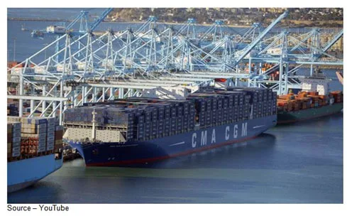 Loads of ‘Em – Every segment of industry is busy planning on putting a sensor somewhere and the consumer electronics industry is leading the way. They have plans for so many that even CMA CGM’s megaship Benjamin Franklin, shown docked in Long Beach , can carry 18,000 containers filled with sensors could last “a little while.”
