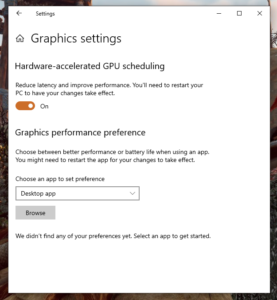 Windows 10 Hardware Accelerated GPU Scheduling - OS feature switch