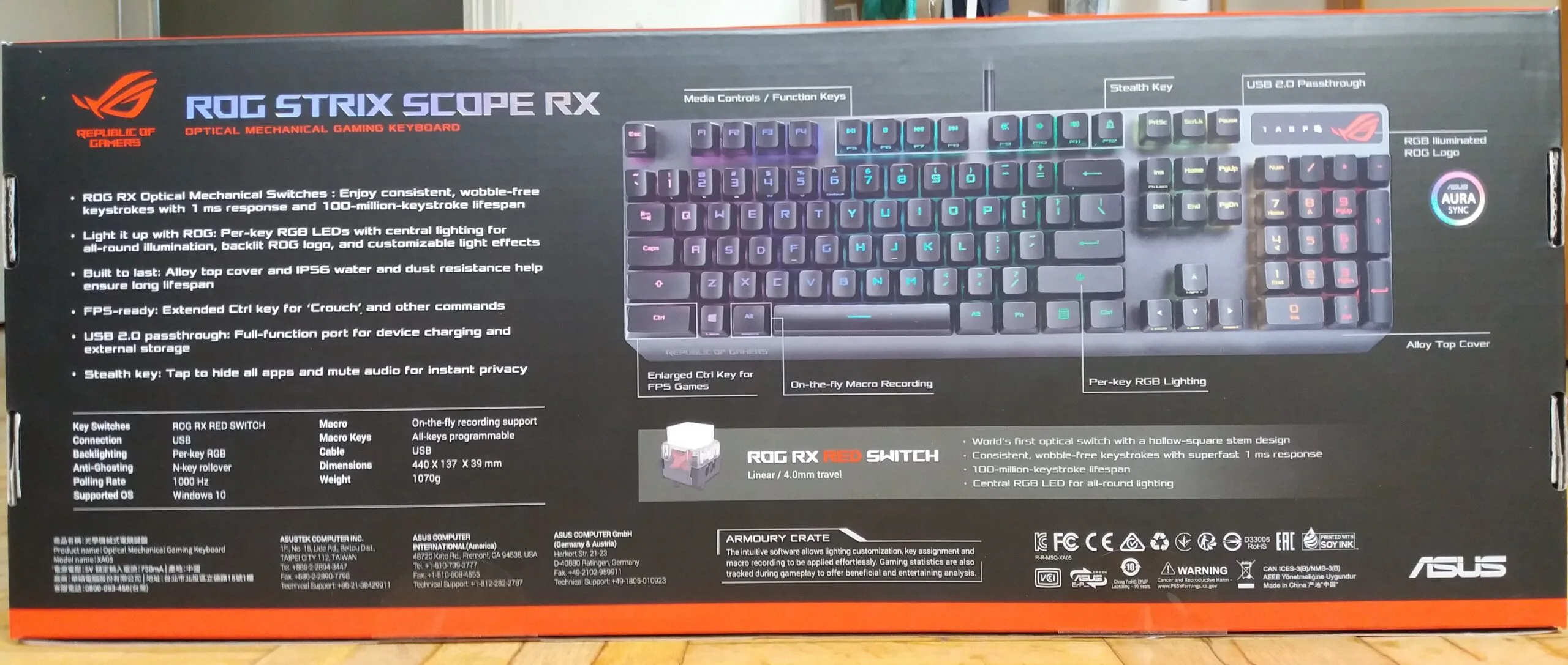 ASUS ROG Strix Scope RX Review: an Opto-Mechanical Gaming Keyboard with  Water Protection