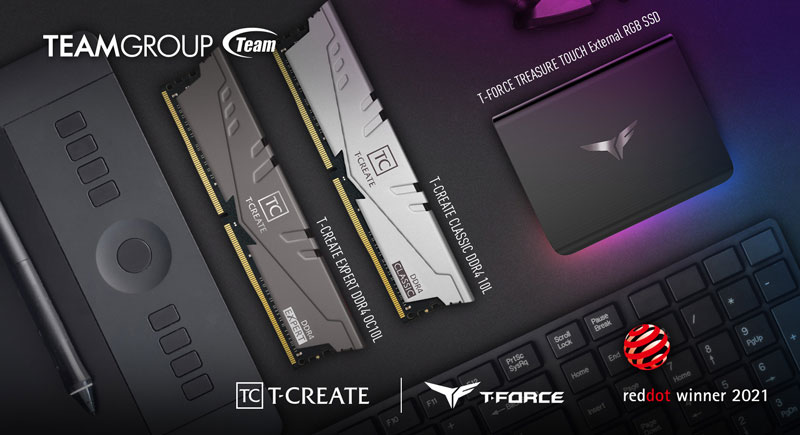 T-FORCE TREASURE TOUCH External RGB SSD & T-CREATE Memory win Home Red Dot Design Award 2021
