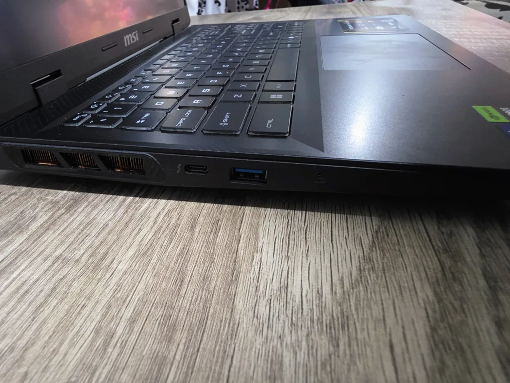 MSI Crosshair 16 HX AI — right I/O ports