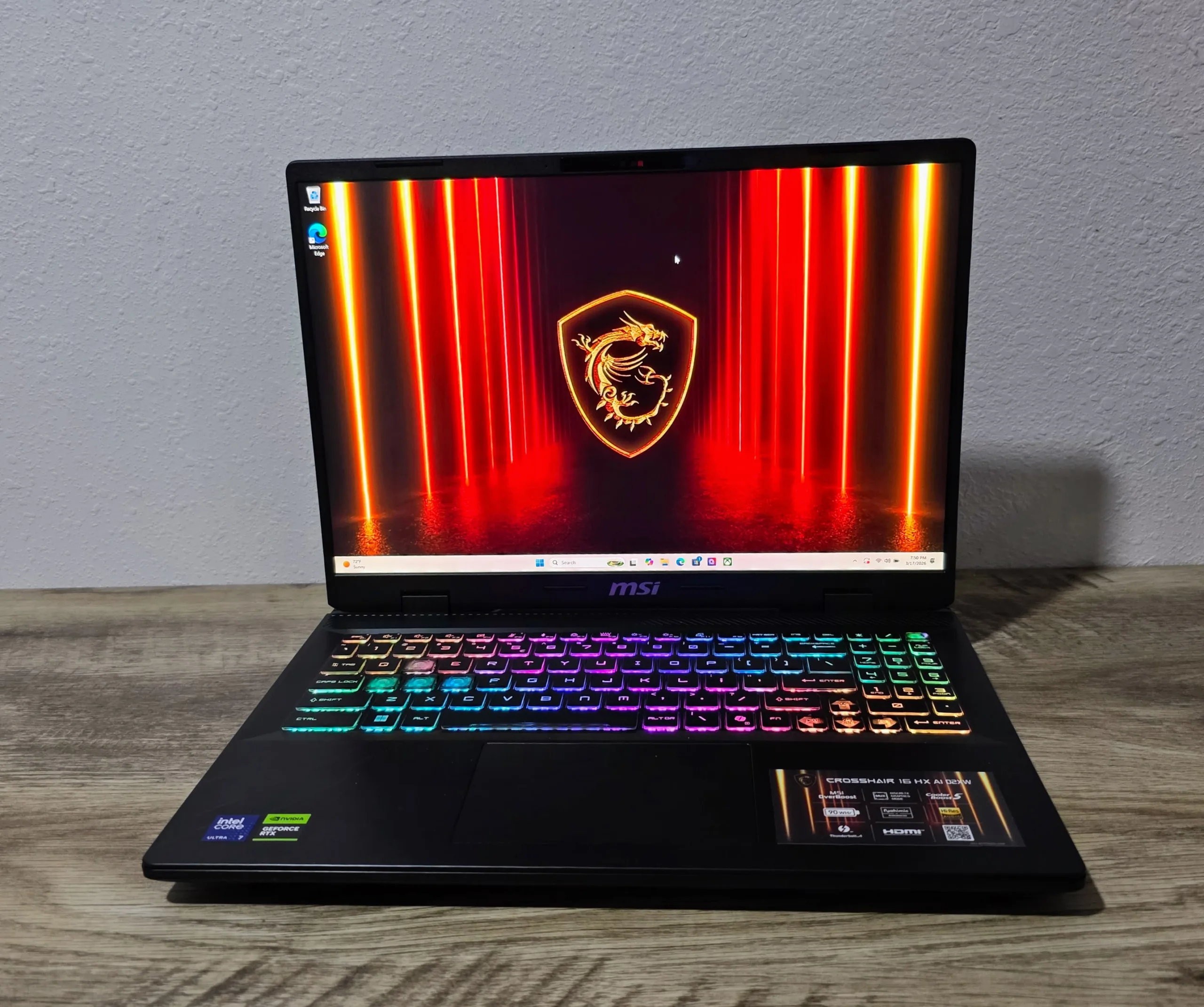 MSI Crosshair 16 HX AI gaming laptop, Cosmo Gray chassis