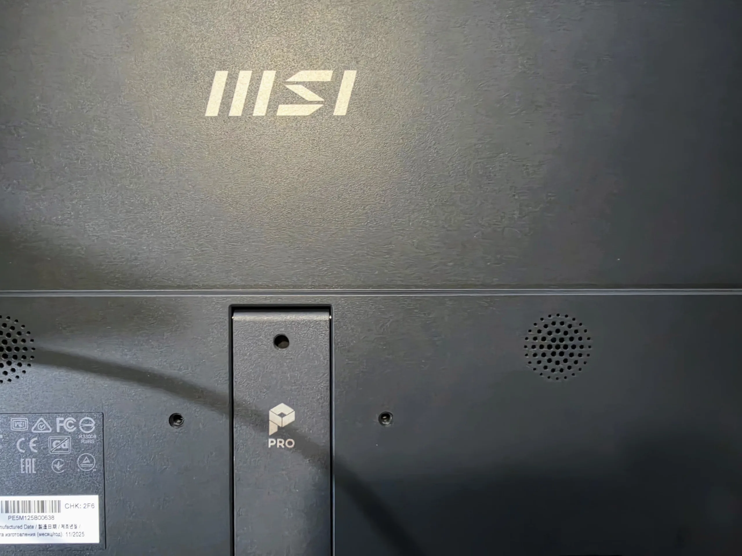 MSI Portable PRO MP165 E6 rear angled view showing the kickstand and port layout