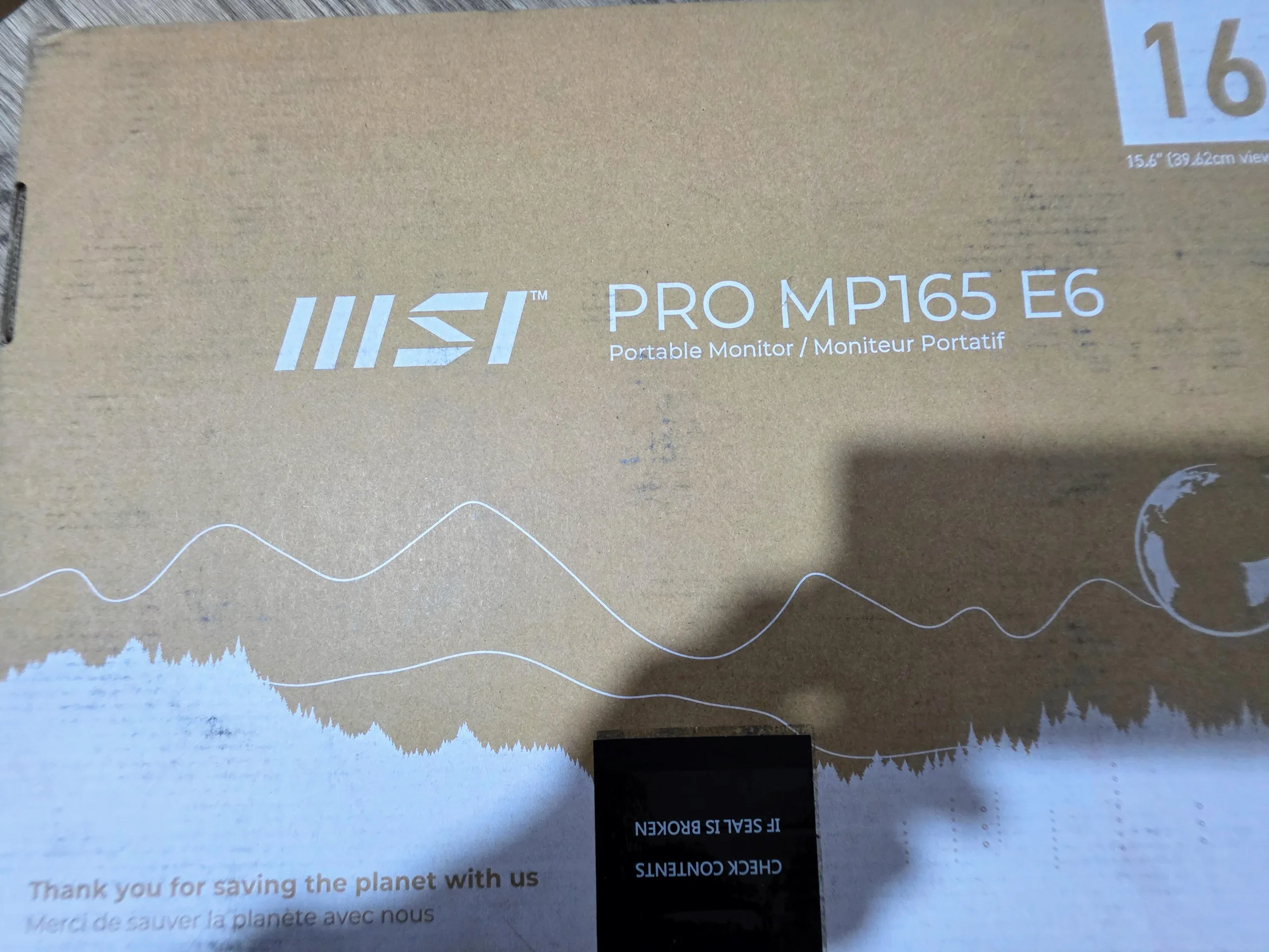 MSI Portable PRO MP165 E6 retail packaging box